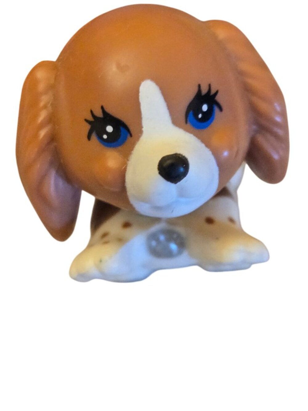 Vintage 1992 Littlest Pet Shop Playful Puppy Figurine Brown  White Dog Toy